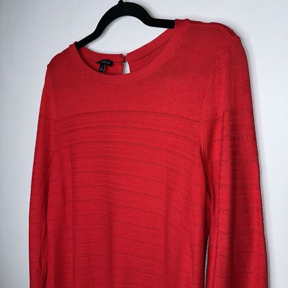 Talbots Women’s Pointelle Pull On Sweater Tunic 3/4 Sleeve Red Size Large - Picture 2 of 5